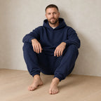 Men's Hoodie Lounge Set - Oversized Hoodie & Cuffed Joggers - Navy