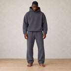 Men's Hoodie Lounge Set - Pullover Hoodie & Drawstring Jogger Pants - Charcoal